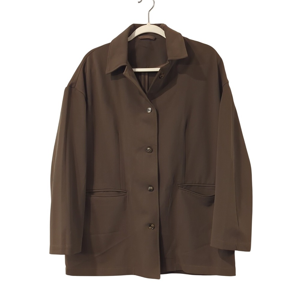 Nap Loungewear Shirt Jacket Medium Brown Tencel Button Front Collar 22R1OW009